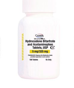 Hydrocodone Bitartrate and Acetaminophen Tablets USP 5mg/325mg bottle by Camber Pharmaceuticals.