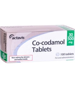 Box of Actavis Co-codamol 30mg/500mg tablets containing codeine phosphate and paracetamol for pain management