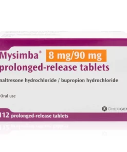 Mysimba 8mg/90mg prolonged-release tablets containing naltrexone hydrochloride and bupropion hydrochloride for weight management support.
