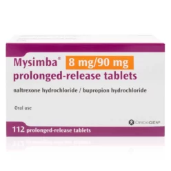 Mysimba 8mg/90mg prolonged-release tablets containing naltrexone hydrochloride and bupropion hydrochloride for weight management support.